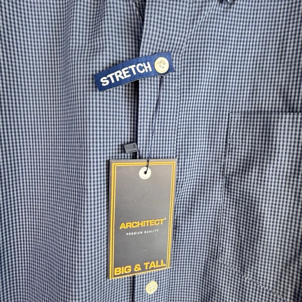 Architect Button-Down Shirt Blue Micro Check Big and Tall 3XLT NWT‎